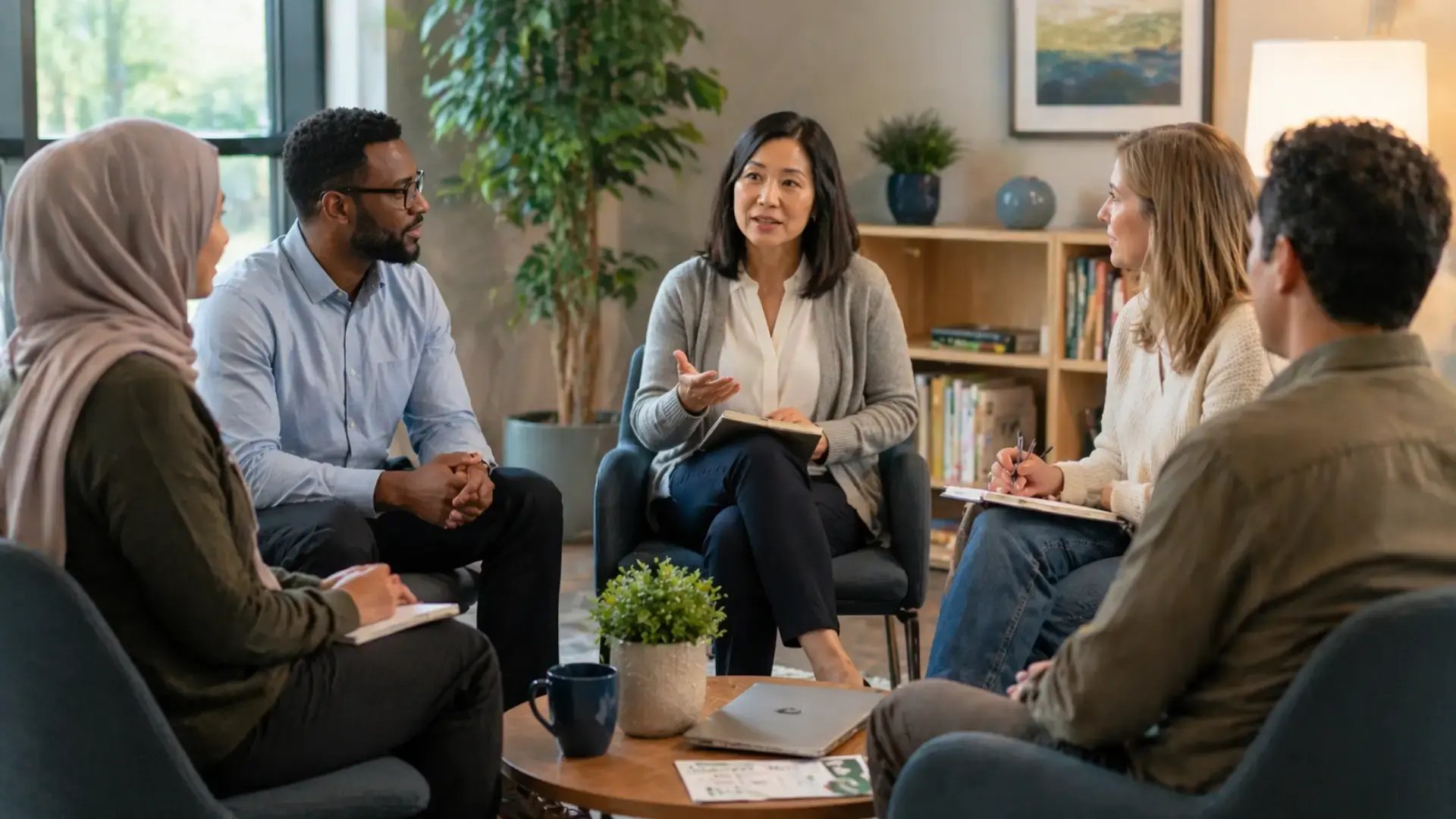 Collaborative therapy session in a modern space EMDR Consultation Blog Trauma Therapist Institute